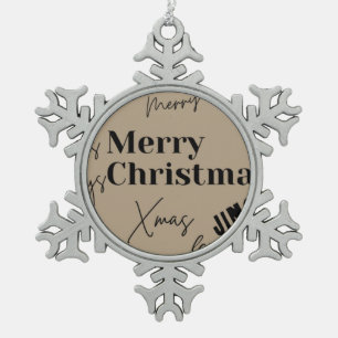 Frohe Weihnachten Schneeflocken Zinn-Ornament