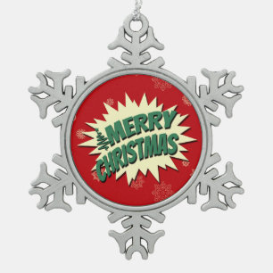 Frohe Weihnachten Schneeflocken Zinn-Ornament