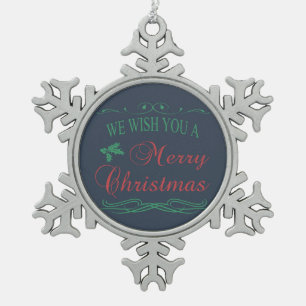 Frohe Weihnachten Schneeflocken Zinn-Ornament