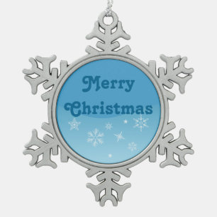 Frohe Weihnachten Schneeflocken Zinn-Ornament