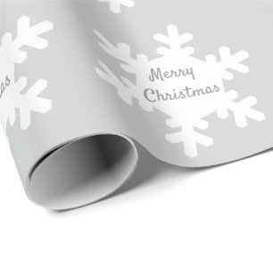 Frohe Weihnachten Schneeflockenmuster Grau Weiß 20 Geschenkpapier