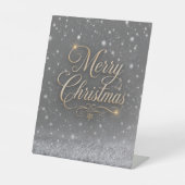 Frohe Weihnachten Schneeiger Tag Podest Schild (Vorderseite)