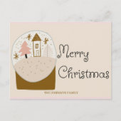 Frohe Weihnachten, Schneekugel-Design Feiertagspostkarte (Vorderseite)