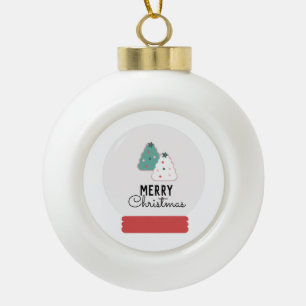 Frohe Weihnachten Schneekugel-Keks Keramik Kugel-Ornament