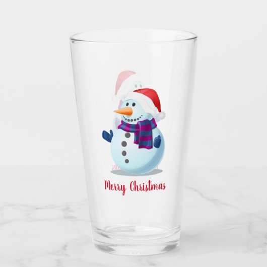 Frohe Weihnachten Schneemann 1 Glas (Vorderseite)