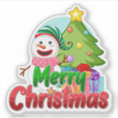 Frohe Weihnachten Schneemann Aufkleber (Vorderseite)