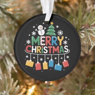 Frohe Weihnachten Schneemann Baum Schneeflocken We Ornament