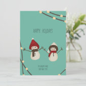 Frohe Weihnachten Schneemann-Duo – Winterlichter a (Stehend Vorderseite)
