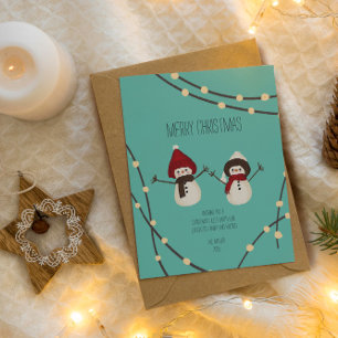 Frohe Weihnachten Schneemann-Duo – Winterlichter a Postkarte