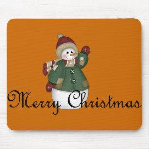 Frohe Weihnachten Schneemann gekleidetes Mousepad