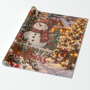Frohe Weihnachten Schneemann Geschenkpapier