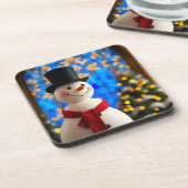 Frohe Weihnachten Schneemann Getränkeuntersetzer (Linke Seite)