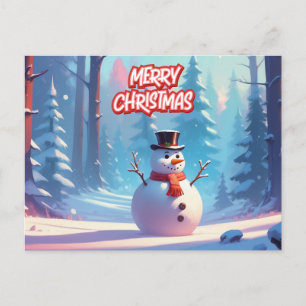 Frohe Weihnachten Schneemann im Winterschnee 