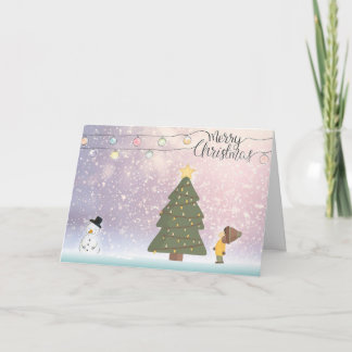 Frohe Weihnachten Schneemann/Junge Grußkarte Karte