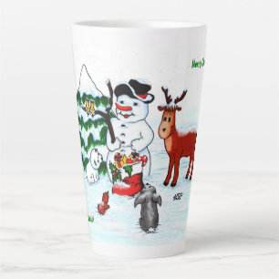  Frohe Weihnachten! Schneemann mit Freunden Milchtasse