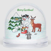 Frohe Weihnachten! Schneemann mit Freunden Schneekugeln (Rückseite)