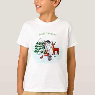 Frohe Weihnachten! Schneemann mit Freunden T-Shirt