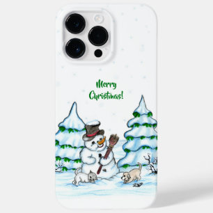 Frohe Weihnachten! Schneemann mit Katze und Welpe Case-Mate iPhone 14 Pro Max Hülle