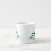 Frohe Weihnachten! Schneemann mit Katze und Welpe Espressotasse (Vorderseite)
