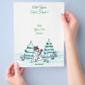 Frohe Weihnachten! Schneemann mit Katze und Welpe Flyer (Hand)