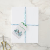 Frohe Weihnachten! Schneemann mit Katze und Welpe Geschenkanhänger (Mit Garn)