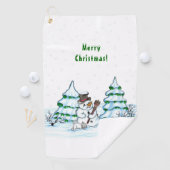 Frohe Weihnachten! Schneemann mit Katze und Welpe Golfhandtuch (Insitu)