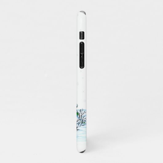 Frohe Weihnachten! Schneemann mit Katze und Welpe iPhone Hülle (Linke Seite)