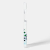 Frohe Weihnachten! Schneemann mit Katze und Welpe iPhone Hülle (Linke Seite)