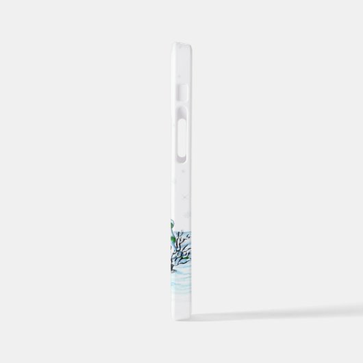 Frohe Weihnachten! Schneemann mit Katze und Welpe iPhone Hülle (Linke Seite)