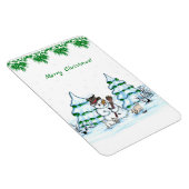 Frohe Weihnachten! Schneemann mit Katze und Welpe Magnet (Rechte Seite)