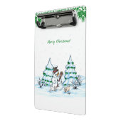 Frohe Weihnachten! Schneemann mit Katze und Welpe Mini Klemmbrett (Gewinkelt2)