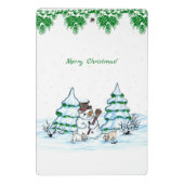 Frohe Weihnachten! Schneemann mit Katze und Welpe Mini Klemmbrett (Rückseite)