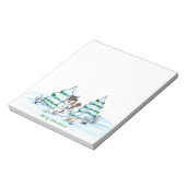 Frohe Weihnachten! Schneemann mit Katze und Welpe Notizblock (Rotiert)