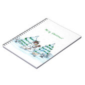 Frohe Weihnachten! Schneemann mit Katze und Welpe Notizblock (Linke Seite)