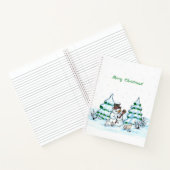 Frohe Weihnachten! Schneemann mit Katze und Welpe Notizblock (Innenseite)