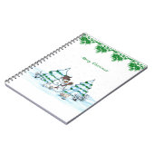 Frohe Weihnachten! Schneemann mit Katze und Welpe Notizblock (Linke Seite)