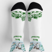 Frohe Weihnachten! Schneemann mit Katze und Welpe Socken (Oben)