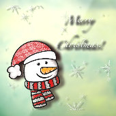 Frohe Weihnachten, Schneemann mit Strickkleidung Fensteraufkleber (Blatt 3)