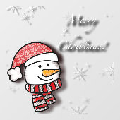 Frohe Weihnachten, Schneemann mit Strickkleidung Fensteraufkleber (Blatt)