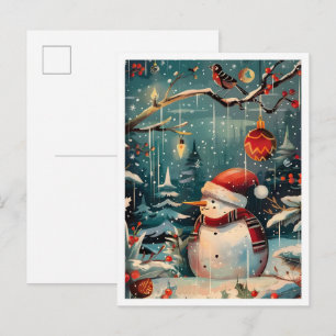 Frohe Weihnachten Schneemann Postkarte