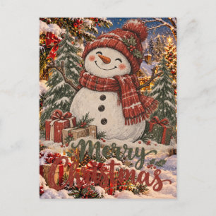 Frohe Weihnachten Schneemann Postkarte