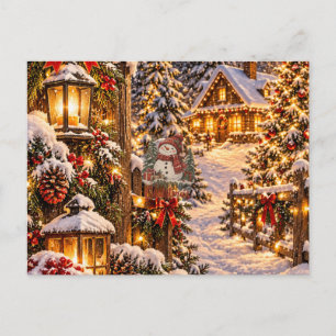 Frohe Weihnachten Schneemann Postkarte