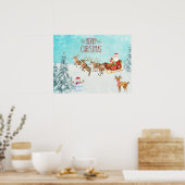 Frohe Weihnachten, Schneemann, Rentier, Wald Poster (Küche)