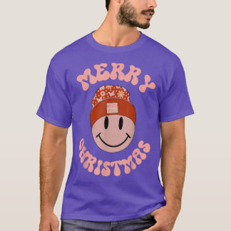 Frohe Weihnachten Schneemann Retro Nordpol Lächeln T-Shirt