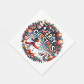 Frohe Weihnachten Schneemann  Serviette (Ecke)