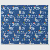 Frohe Weihnachten Schneemann und Baum in Schneeflo Geschenkpapier (Flach)