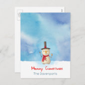 Frohe Weihnachten Schneemann wellen und lächeln (Vorne/Hinten)