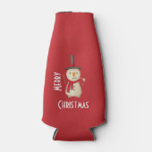 Frohe Weihnachten Schneemann wellen und lächeln Flaschenkühler (Vorderseite)