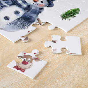 Frohe Weihnachten Schneemann Zuckerstange Renntier Puzzle
