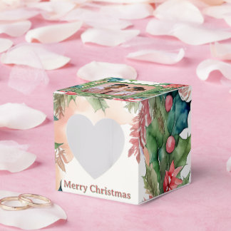 Frohe Weihnachten schöne Feiertage Engagement-Foto Geschenkschachtel